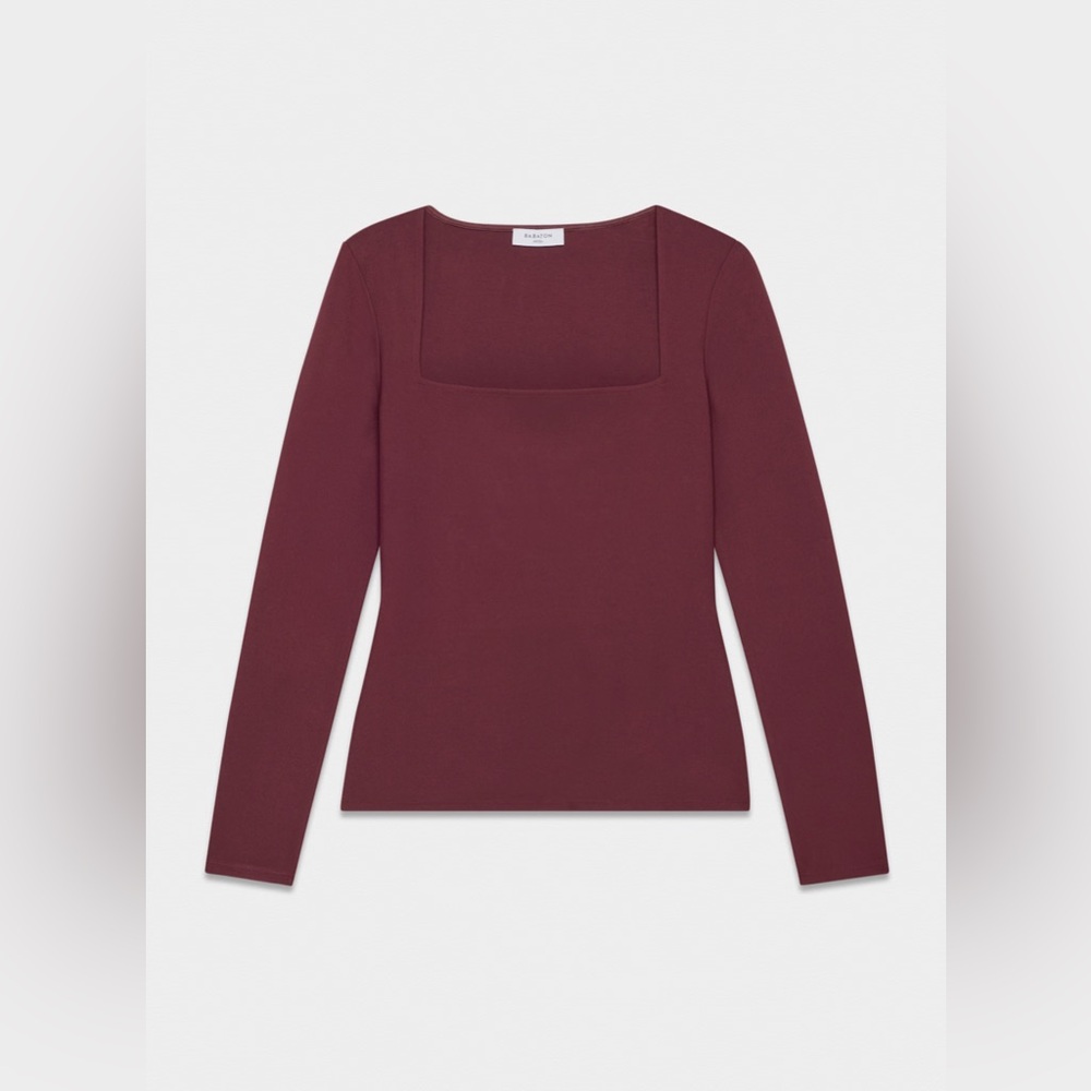 Aritzia babaton burgundy calla long sleeve sz m medium new